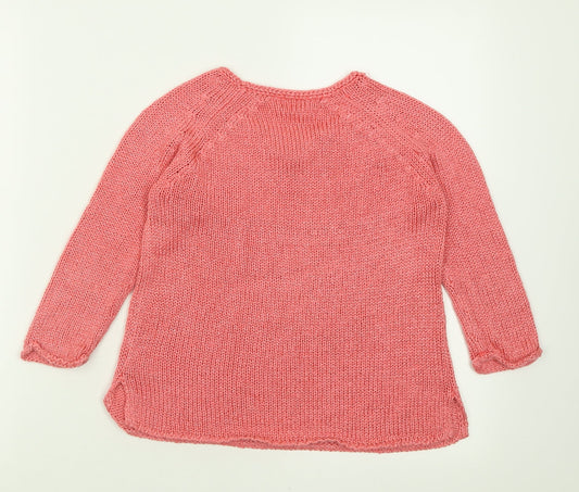 GEPRGE Girls Pink Crew Neck Acrylic Pullover Jumper Size 8-9 Years Pullover