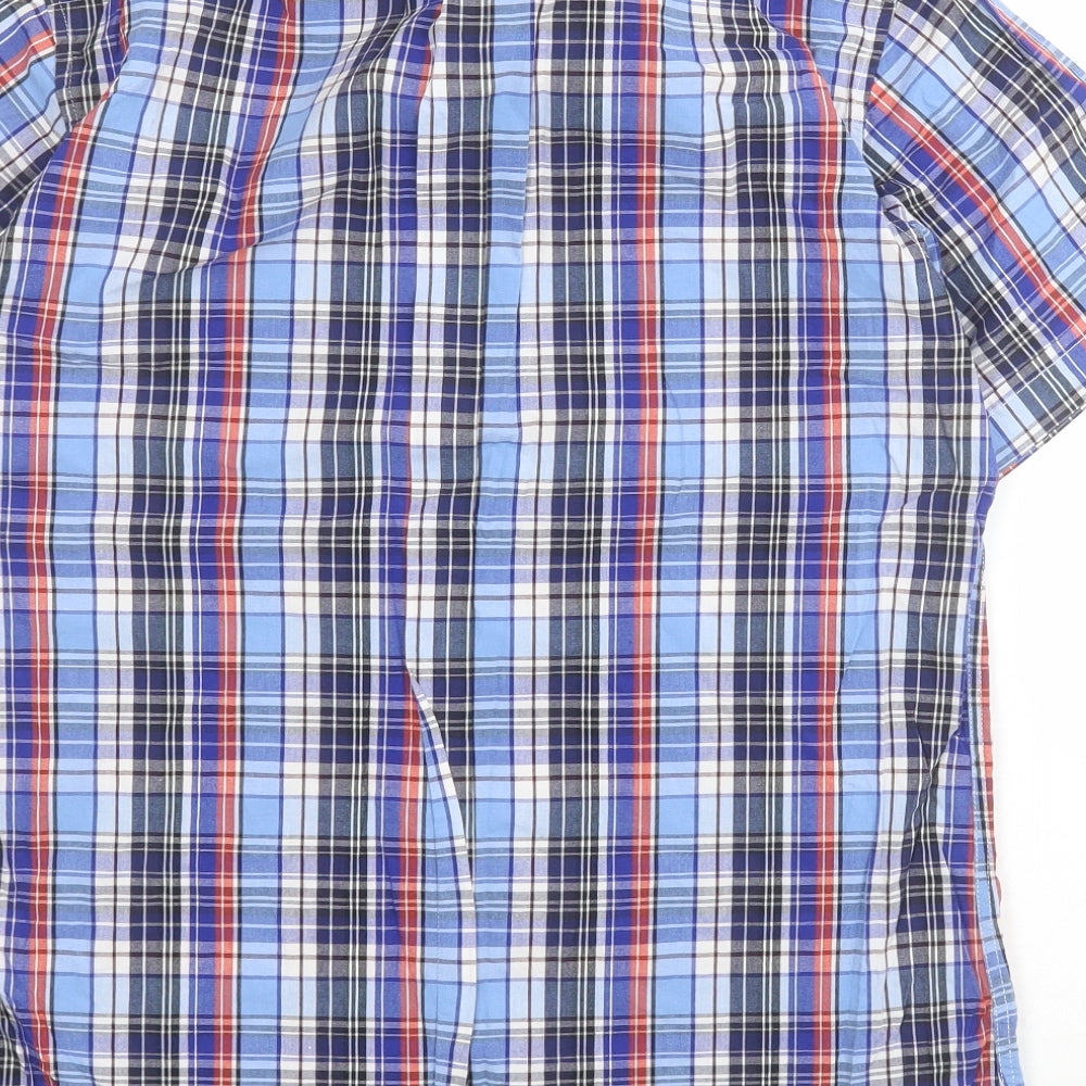 VV Mens Blue Plaid Cotton Button-Up Size S Collared Button