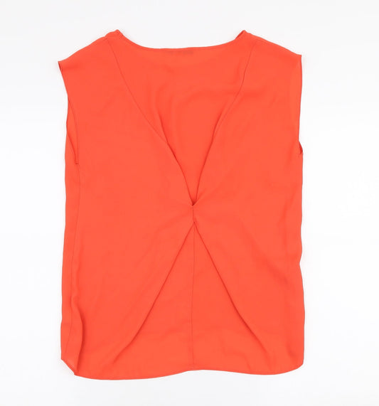 Oasis Womens Red Polyester Basic Blouse Size 8 Round Neck