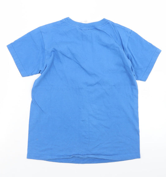Russell Boys Blue Cotton Basic T-Shirt Size 9-10 Years Crew Neck