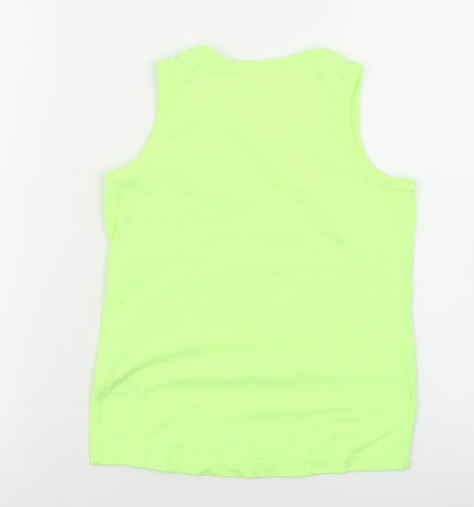 NEXT Boys Yellow Cotton Basic Tank Size 6 Years Round Neck - Chest Pocket, Neon
