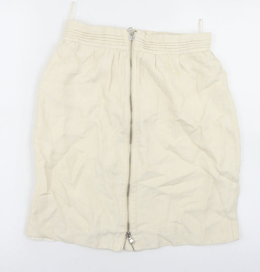 Adam Womens Ivory Linen Straight & Pencil Skirt Size 10 Zip