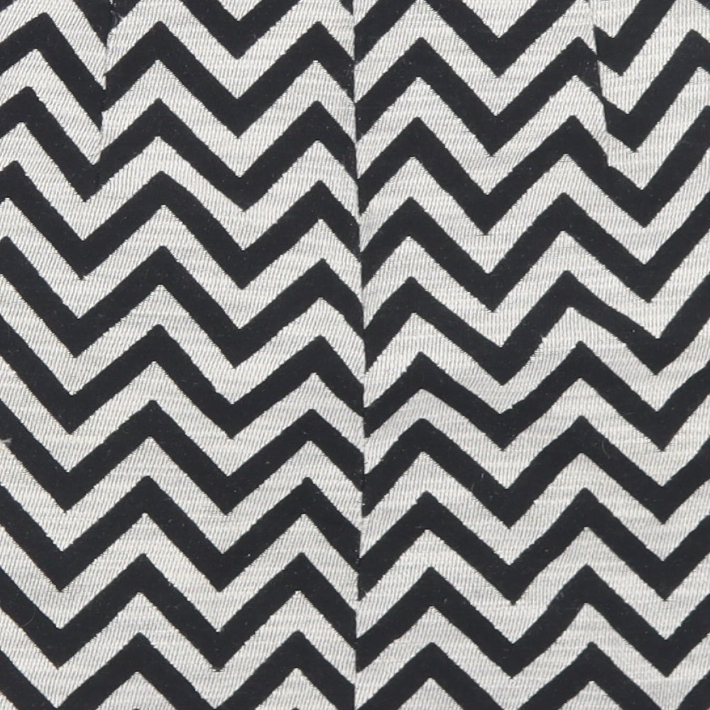Dunnes Stores Womens Grey Striped Cotton A-Line Skirt Size 10 Zip
