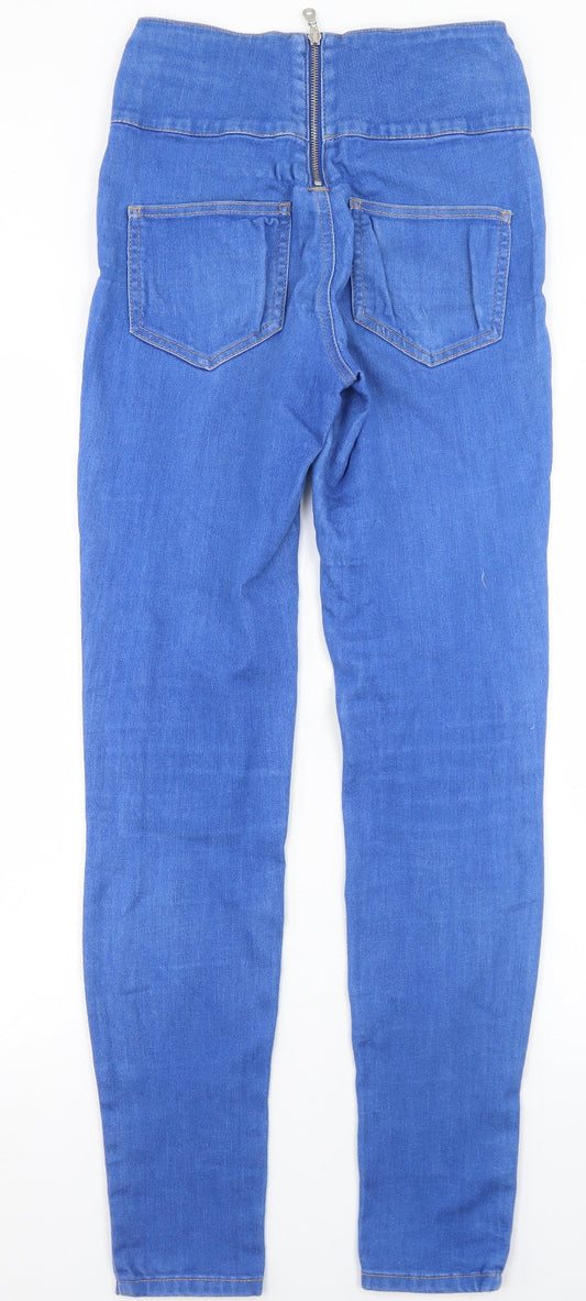 Pieces Womens Blue Cotton Skinny Jeans Size 26 in L31 in Regular Zip