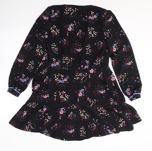 Jack Wills Womens Black Floral Jacket Blazer Size 8 Tie