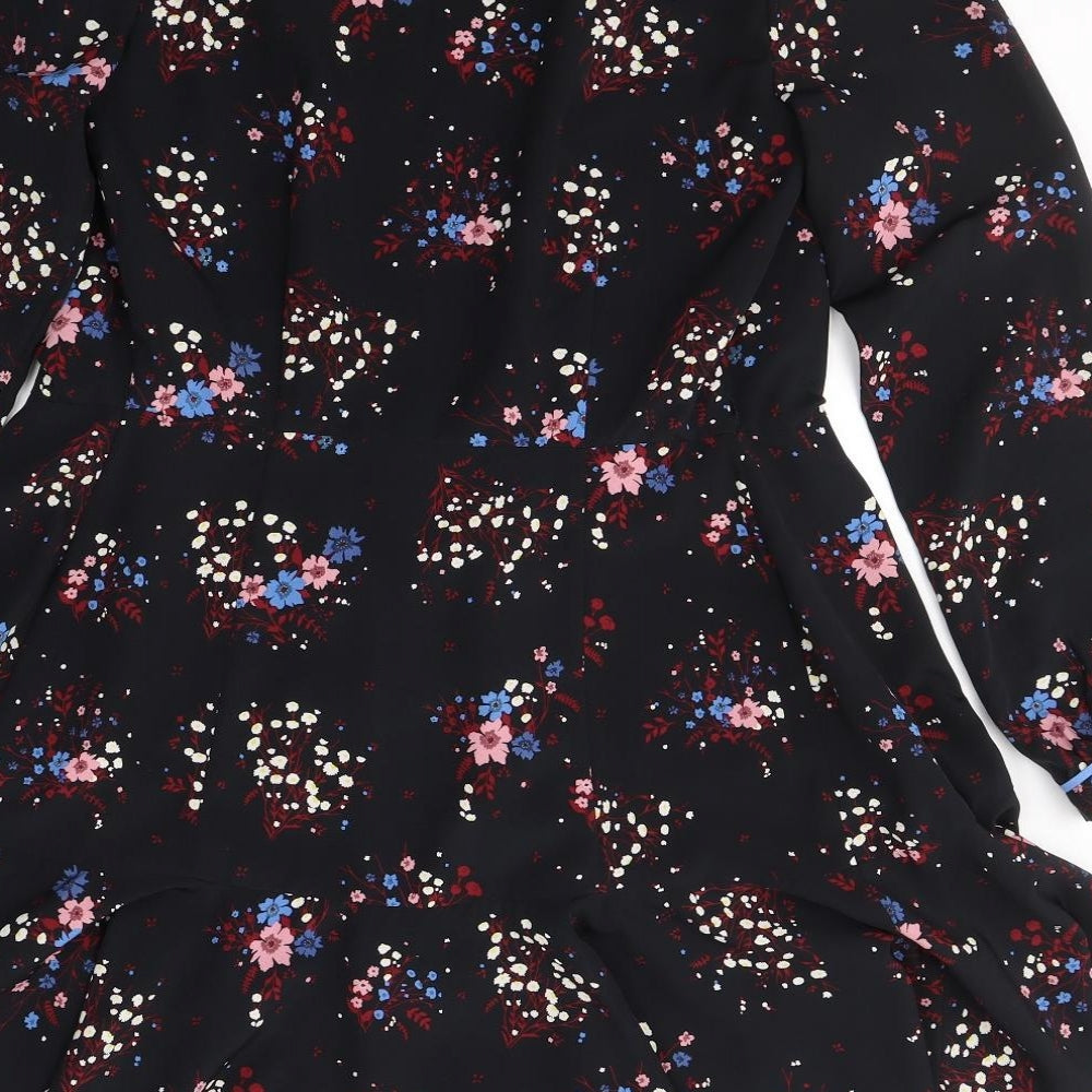 Jack Wills Womens Black Floral Jacket Blazer Size 8 Tie