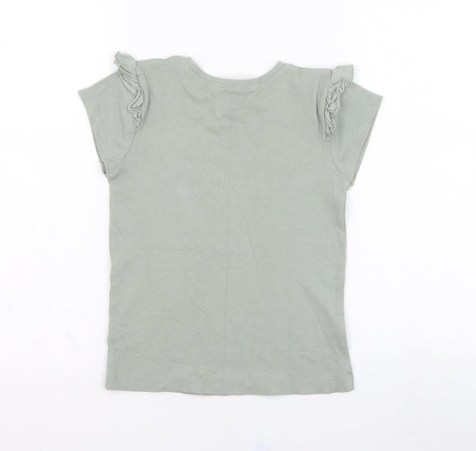 George Girls Green Cotton Basic T-Shirt Size 10-11 Years Round Neck Pullover