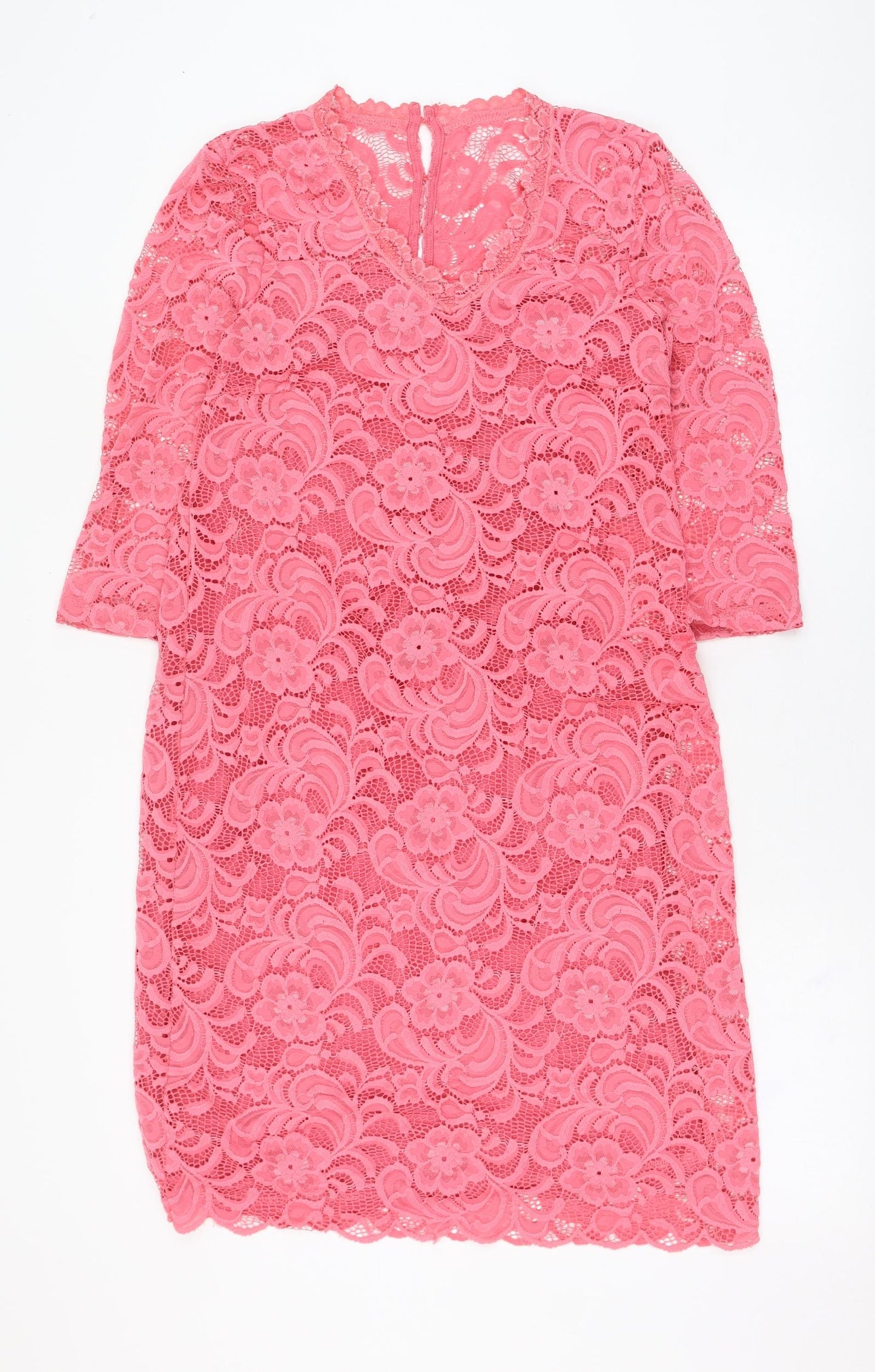 Mama-licious Womens Pink Cotton Shift Size M V-Neck Hook & Eye