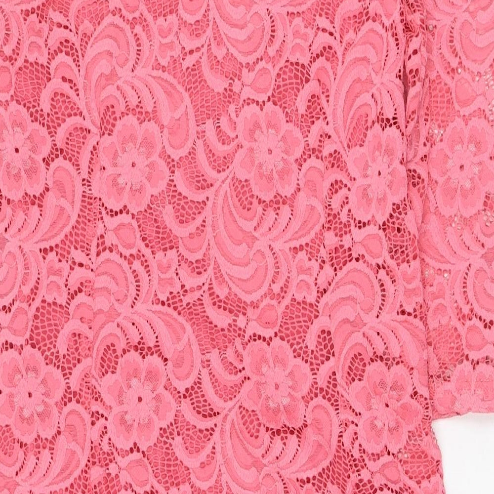 Mama-licious Womens Pink Cotton Shift Size M V-Neck Hook & Eye