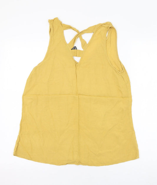New Look Womens Yellow Viscose Tunic Tank Size 10 V-Neck