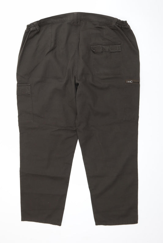 DECATHLON Womens Green Cotton Cargo Trousers Size 4XL L27 in Regular