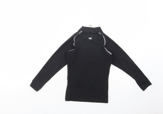 DECATHLON Boys Black Polyester Kimono T-Shirt Size 6 Years Mock Neck Pullover