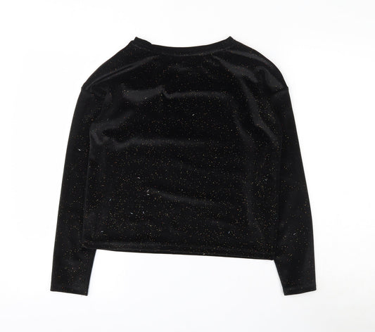 TU Girls Black Polyester Basic T-Shirt Size 11 Years Round Neck Pullover