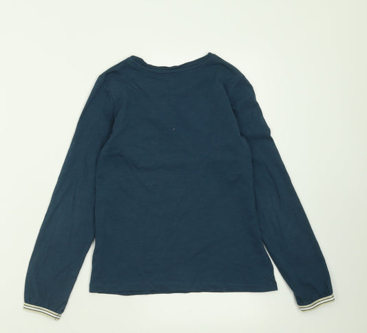 River Island Girls Blue Cotton Basic Casual Size 10 Years Crew Neck Pullover