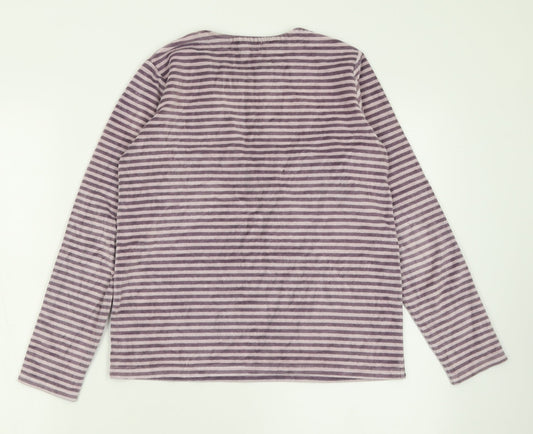 Lisa Rose Girls Purple Striped Polyester Basic Casual Size 14 Years Crew Neck Pullover