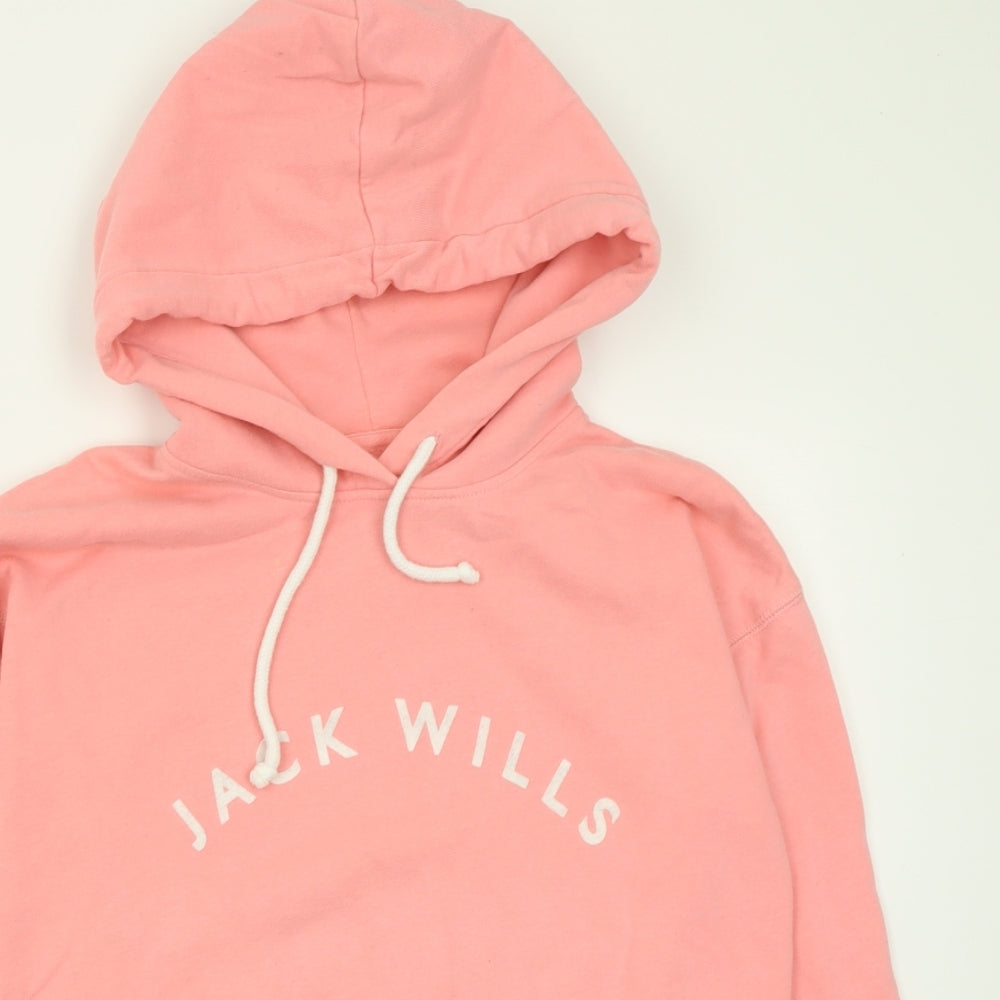 Jack Wills Womens Pink Cotton Pullover Hoodie Size 8 Pullover - Cropped