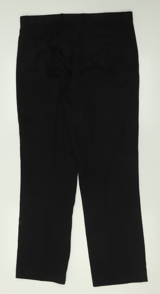 Cedar Wood State Mens Black Polyester Trousers Size 34 in L31 in Regular Button