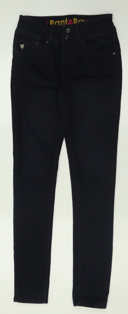 Rant & Rave Womens Blue  Cotton Skinny Jeans Size 10 L32 in Regular Button