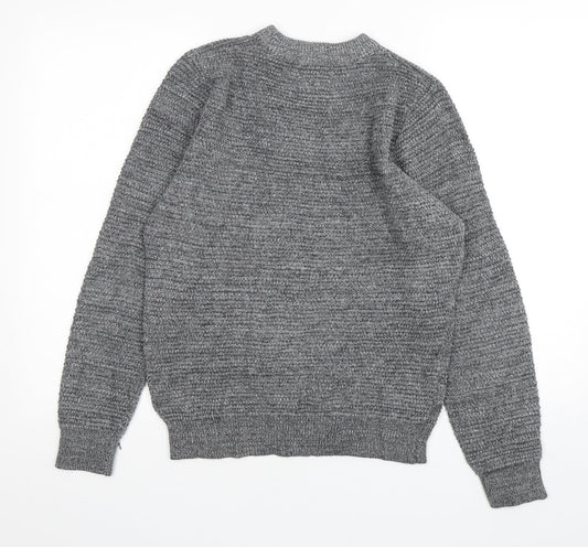 Shore Leave Mens Grey Round Neck Cotton Pullover Jumper Size S
