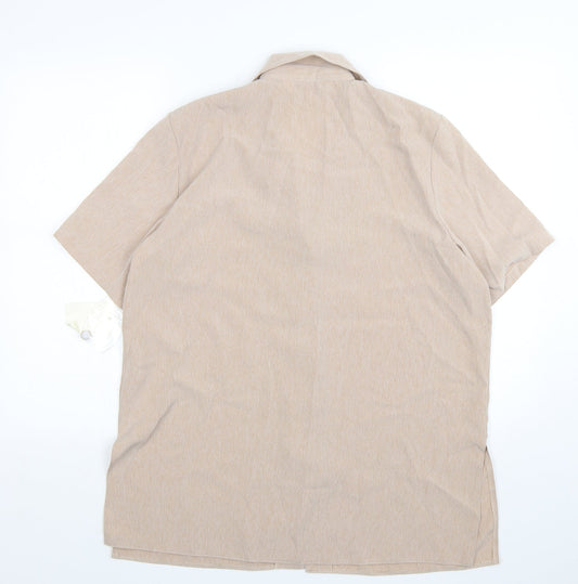 Bonmarché Womens Beige Polyester Basic Button-Up Size 16 Collared
