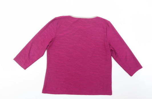 Klass Womens Purple Polyester Basic Blouse Size L Boat Neck