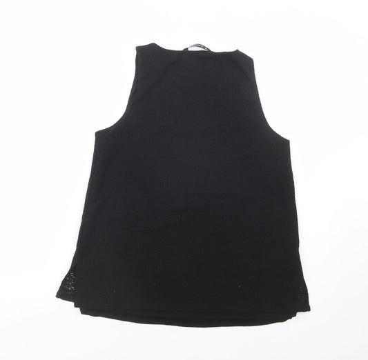 Dunnes Stores Womens Black Polyester Basic Tank Size S Scoop Neck