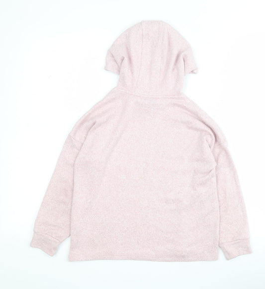 Marks and Spencer Girls Pink Viscose Pullover Hoodie Size 8-9 Years Pullover
