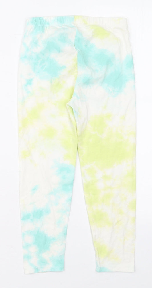 Gap Girls Yellow Cotton Carrot Trousers Size 10-11 Years Regular - Blue Tie Dye