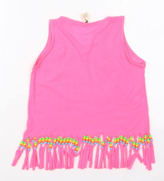 Preworn Girls Pink Polyester Basic Tank Size XL Crew Neck Pullover - Pool Party Gran Canaria