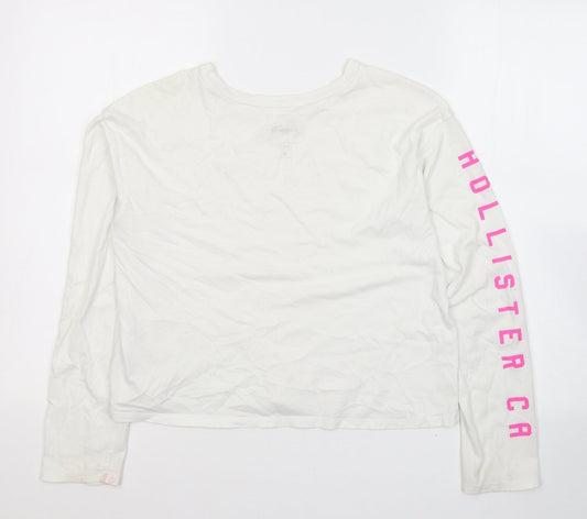 Hollister Womens White Cotton Jersey T-Shirt Size XS Round Neck