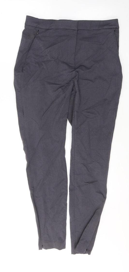 Marks and Spencer Womens Grey Viscose Trousers Size 14 L29 in Regular Button