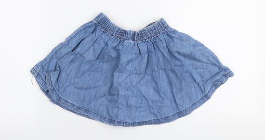 Dunnes Stores Girls Blue 100% Cotton Skater Skirt Size 12-18 Months Pull On