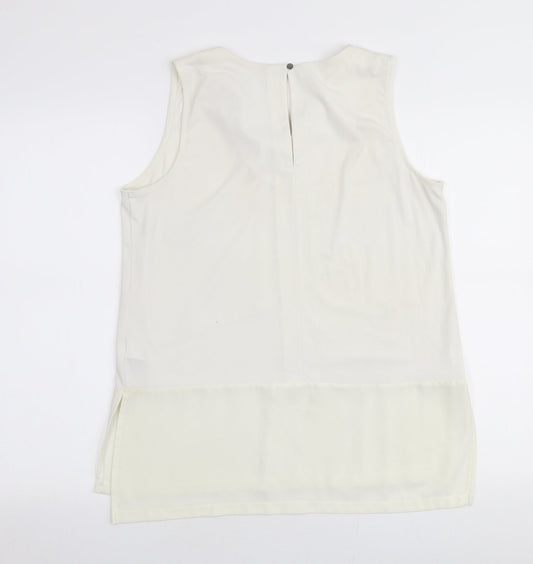 NEXT Womens Ivory Polyester Basic Blouse Size 12 Round Neck