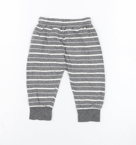 Lucy & Sam Boys Green Striped Cotton Jogger Trousers Size 9-12 Months Pullover