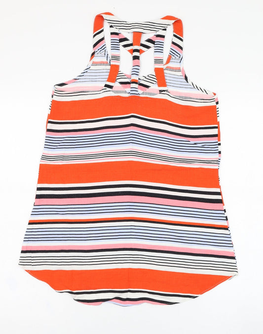 New Look Womens Multicoloured Striped Viscose Basic Tank Size 8 Round Neck