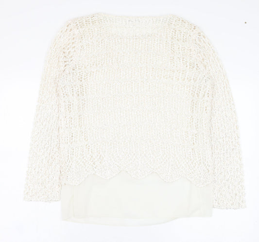 Gerard Womens Ivory Polyester Basic Blouse Size S Round Neck