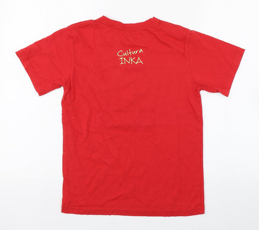 Morpho Boys Red 100% Cotton Basic T-Shirt Size 12 Years Round Neck Pullover