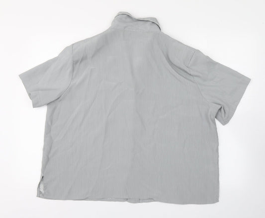 Bertex Womens Silver Polyester Basic Button-Up Size 24 Collared