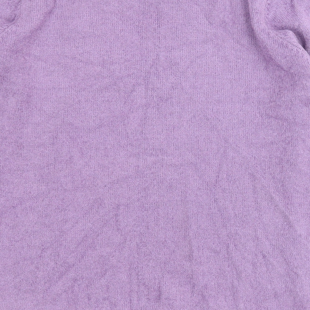 Bonmarche Womens Purple Round Neck Acrylic Pullover Jumper Size S