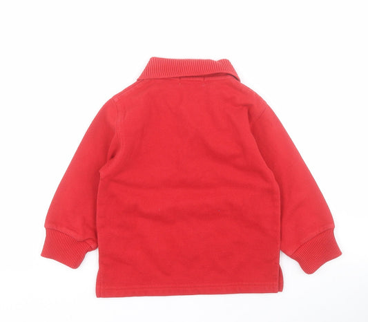 In Extenso Boys Red Cotton Basic Polo Size 2 Years Collared Button