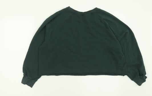 H&M Womens Green Cotton Pullover Sweatshirt Size M Pullover - Cropped
