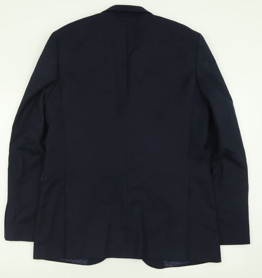 Cedar Wood State Mens Blue Polyester Jacket Suit Jacket Size 42