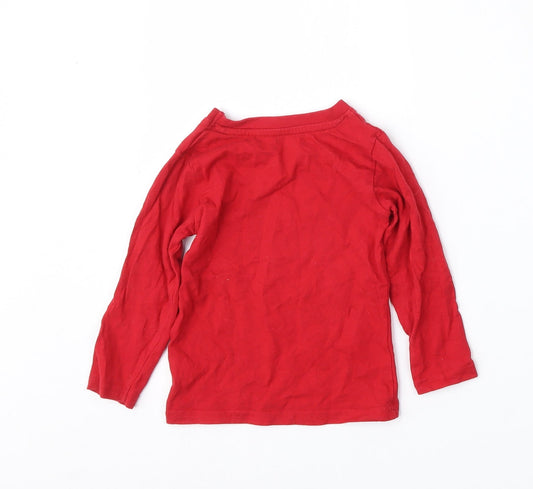 Primark Boys Red Cotton Basic T-Shirt Size 12-18 Months Round Neck - Dad said it's ok