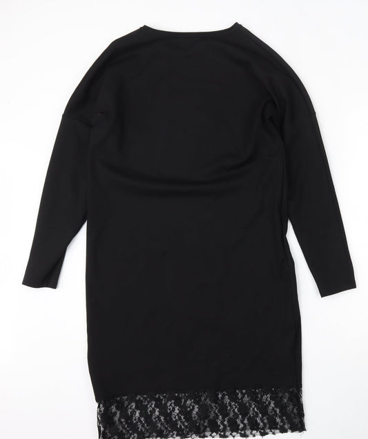 New Look Womens Black Viscose Pencil Dress Size 12 Round Neck