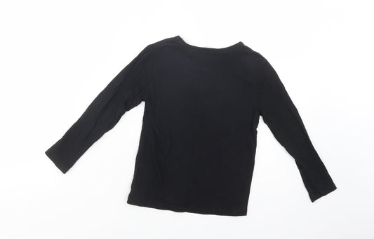 H&M Boys Black Cotton Pullover T-Shirt Size 4-5 Years Crew Neck Pullover - Lego