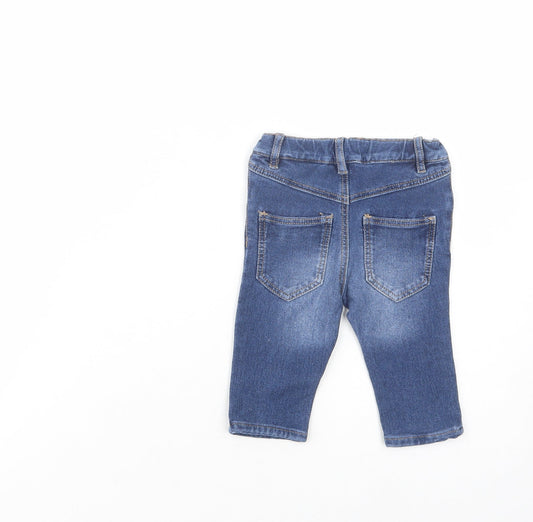 H&M Baby Blue Cotton Jogger Jeans Size 3-6 Months Button
