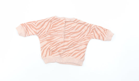 NEXT Baby Pink Animal Print Polyester Pullover Jumper Size 0-3 Months Snap