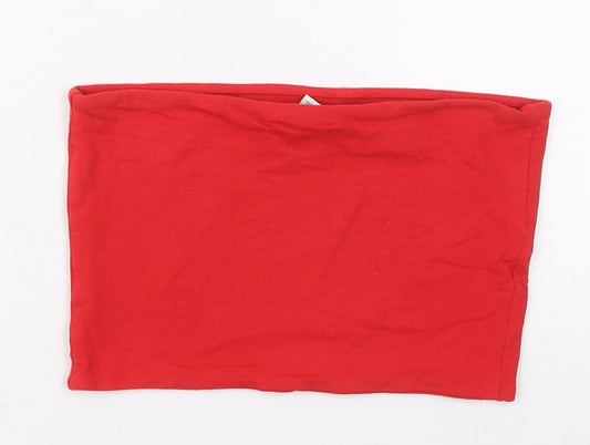 Topshop Womens Red Cotton Cropped Tank Size 10 Round Neck