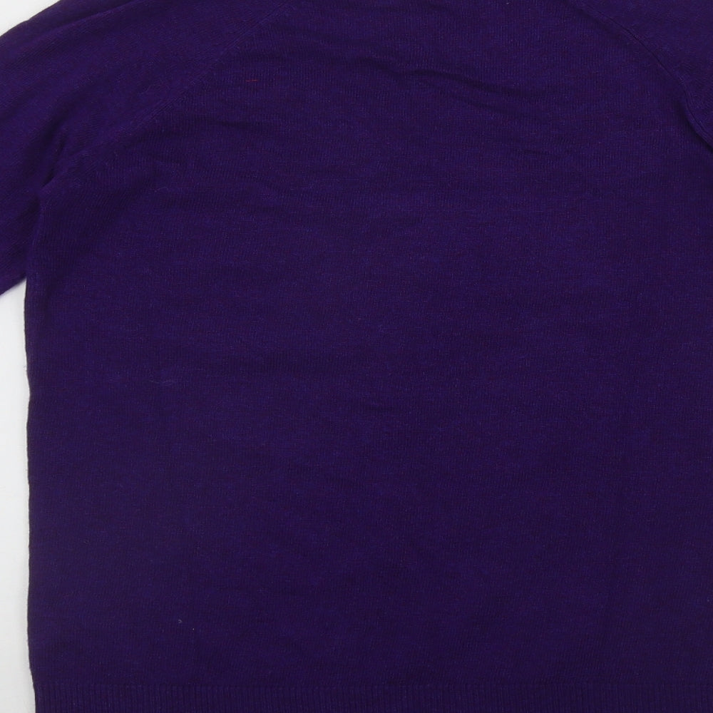 Marks and Spencer Womens Purple V-Neck Viscose Pullover Jumper Size 8 - Cross Over Detail