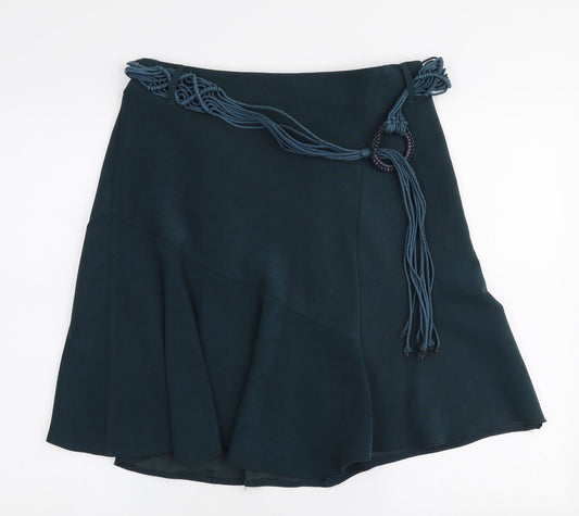 Isle Womens Green Polyester Pleated Skirt Size 14